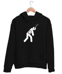 Enerjisi Azalmış - Yorgun Uykulu Siyah Unisex Kapşonlu Sweatshirt