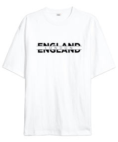 ENGLAND - LONDON Baskılı Beyaz Oversize Unisex Tişört