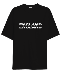 ENGLAND - LONDON Baskılı Siyah Oversize Unisex Tişört