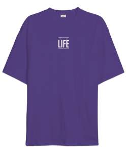 Enjoy Life - Hayatın Tadını Çıkar - Slogan Mor Oversize Unisex Tişört