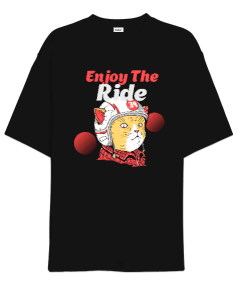 Enjoy Ride Cat Blauart Oversize Unisex Tişört