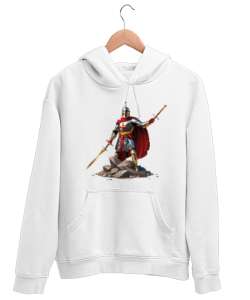 Epik Savaşçı Şövalye Beyaz Unisex Kapşonlu Sweatshirt