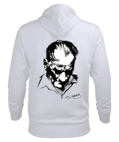 Erkek Atatürk Desenli Sweatshirt Erkek Kapşonlu Fermuarlı