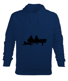 Erkek - Mavi - Kapüşonlu - Sweatshirt - Bugün Yarın Temalı Erkek Kapüşonlu Hoodie Sweatshirt