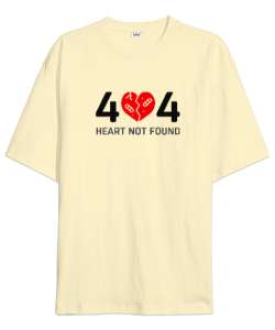 Error Heart Not Found - Kalp Bulunamadı Krem Oversize Unisex Tişört