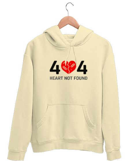 Tisho - Error Heart Not Found - Kalp Bulunamadı Krem Unisex Kapşonlu Sweatshirt