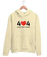 Error Heart Not Found - Kalp Bulunamadı Krem Unisex Kapşonlu Sweatshirt - Thumbnail