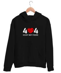 Error Heart Not Found - Kalp Bulunamadı Siyah Unisex Kapşonlu Sweatshirt