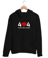 Error Heart Not Found - Kalp Bulunamadı Siyah Unisex Kapşonlu Sweatshirt - Thumbnail