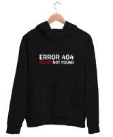 Error Heart Not Found - Kalp Bulunamadı Siyah Unisex Kapşonlu Sweatshirt - Thumbnail