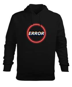 ERROR Siyah Erkek Kapüşonlu Hoodie Sweatshirt