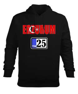 erzurum şehir,Türkiye,Türkiye bayrağı. Siyah Erkek Kapüşonlu Hoodie Sweatshirt