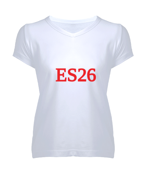 Tisho - Es26 Beyaz Kadın V Yaka Tişört