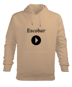 Escobar Yazılı Sweatshirt Camel Erkek Kapüşonlu Hoodie Sweatshirt