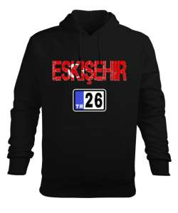 Eskişehir,Türkiye,Türkiye bayrağı. Siyah Erkek Kapüşonlu Hoodie Sweatshirt