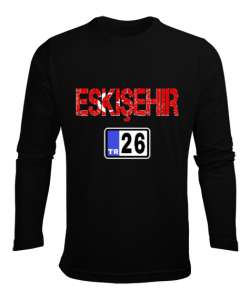 Eskişehir,Türkiye,Türkiye bayrağı. Siyah Erkek Uzun Kol Yazlık Tişört