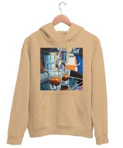 Espresso Shot Camel Unisex Kapşonlu Sweatshirt