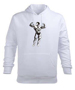 Estetik adam fitness motivasyon Beyaz Erkek Kapüşonlu Hoodie Sweatshirt