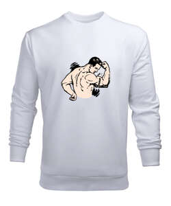 Estetik adam fitness motivasyon Beyaz Erkek Sweatshirt