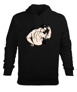 Estetik adam fitness motivasyon Siyah Erkek Kapüşonlu Hoodie Sweatshirt