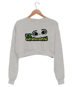 E.T. - Uzaylı Gri Kadın Crop Sweatshirt