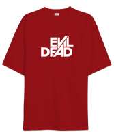 Evil Dead - Kötülük Ölmeli - Slogan Kırmızı Oversize Unisex Tişört - Thumbnail