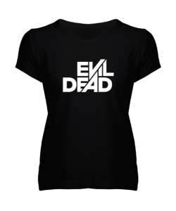 Evil Dead - Kötülük Ölmeli - Slogan Siyah Kadın V Yaka Tişört