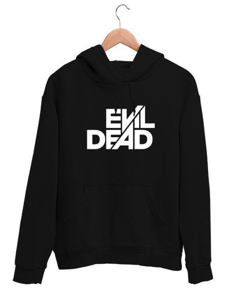 Tisho - Evil Dead - Kötülük Ölmeli - Slogan Siyah Unisex Kapşonlu Sweatshirt