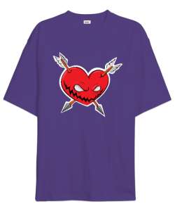 EVIL HEART Mor Oversize Unisex Tişört