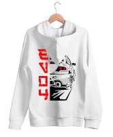 EVO Beyaz Unisex Kapşonlu Sweatshirt - Thumbnail