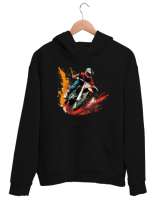 Extreme Motosiklet Yarışı - Motocross Siyah Unisex Kapşonlu Sweatshirt - Thumbnail