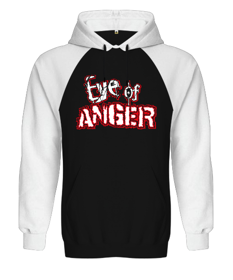 Eye Of Anger - Öfke Gözü Siyah/Beyaz Orjinal Reglan Hoodie Unisex Sweatshirt