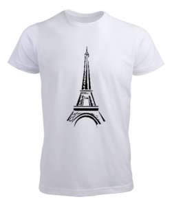 Eyfel Kulesi Paris Beyaz Erkek Tişört