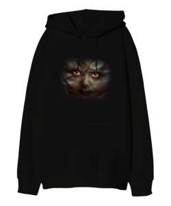 Face - Yüz İfadesi Siyah Oversize Unisex Kapüşonlu Sweatshirt