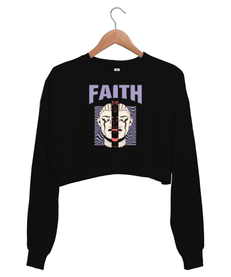 Faith - İnanç Siyah Kadın Crop Sweatshirt