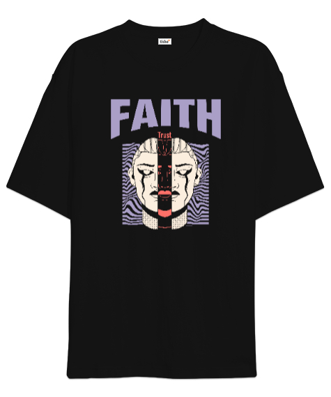 Faith - İnanç Siyah Oversize Unisex Tişört