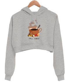 Fall Vibes Kadın Crop Hoodie Kapüşonlu Sweatshirt