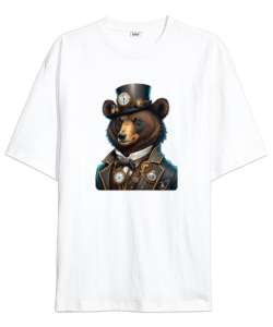 Fantastik Ayı - Bear Beyaz Oversize Unisex Tişört