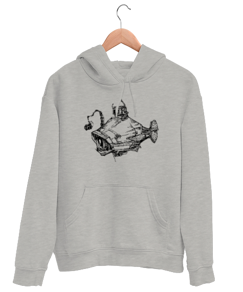 Tisho - Fantastik Denizaltı Gri Unisex Kapşonlu Sweatshirt