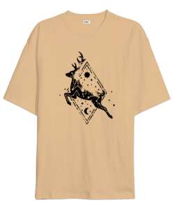 Fantastik Geyik - Deer Camel Oversize Unisex Tişört