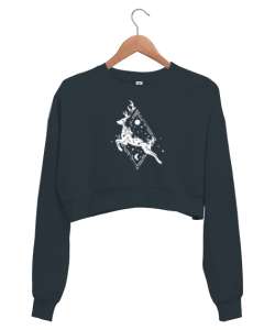 Fantastik Geyik - Deer Füme Kadın Crop Sweatshirt