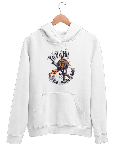 Tisho - Fantastik Kafatası - Skull Beyaz Unisex Kapşonlu Sweatshirt