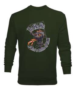 Fantastik Kafatası - Skull Haki Yeşili Erkek Sweatshirt