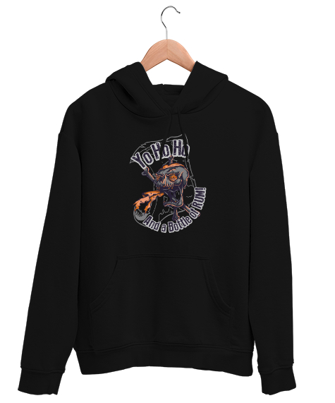 Tisho - Fantastik Kafatası - Skull Siyah Unisex Kapşonlu Sweatshirt