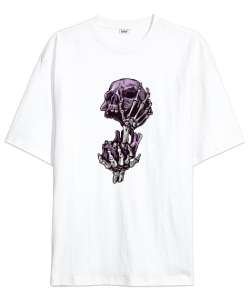 Fantastik Kafatası - Skull V2 Beyaz Oversize Unisex Tişört