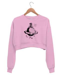 Fantastik Kitap Dünyası Pembe Kadın Crop Sweatshirt