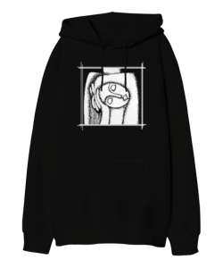 Fantastik Kübik Çizim - Woman Art Siyah Oversize Unisex Kapüşonlu Sweatshirt