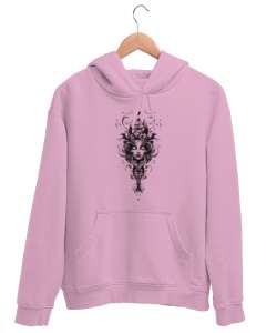 Fantastik Silüet - Woman Silhouette Pembe Unisex Kapşonlu Sweatshirt