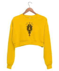 Fantastik Silüet - Woman Silhouette Sarı Kadın Crop Sweatshirt