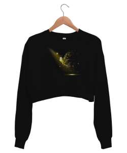 Fantastik Uçuş Siyah Kadın Crop Sweatshirt